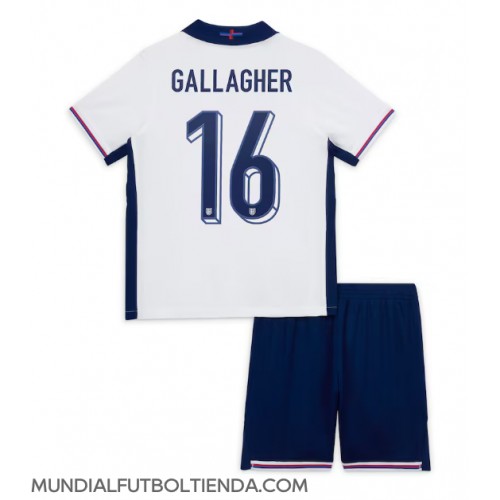 Camiseta Inglaterra Conor Gallagher #16 Primera Equipación Replica Eurocopa 2024 para niños mangas cortas (+ Pantalones cortos)